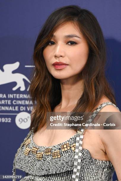 Gemma Chan attends the photocall for "Don't Worry Darling" at the 79th Venice International Film Festival on September 05, 2022 in Venice, Italy.