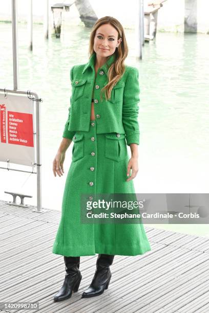 Director Olivia Wilde is seen arriving at the casino pier during the 79th Venice International Film Festival on September 05, 2022 in Venice, Italy.