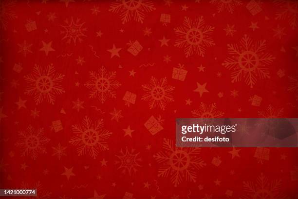 horizontal vector illustration - dark maroon red color gradient effect wallpaper texture all over pattern of xmas elements like stars, snowflakes, gift boxes as watermark over christmas backgrounds - maroon swirl stock illustrations