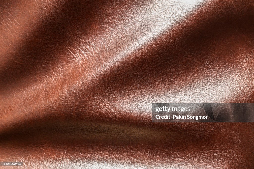 Close-up of a brown leather and textured background.