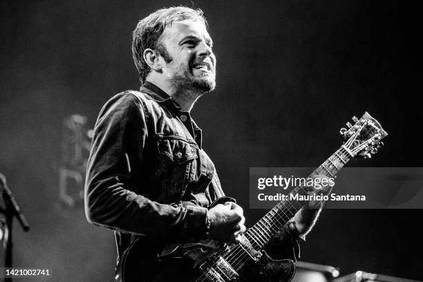 Caleb Followill singer member of the band Kings of Leon performs live on stage on November 1, 2014 in Sao Paulo, Brazil.