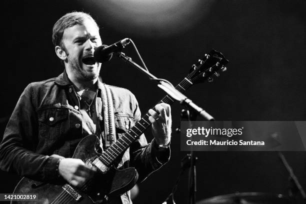 Caleb Followill singer member of the band Kings of Leon performs live on stage on November 1, 2014 in Sao Paulo, Brazil.