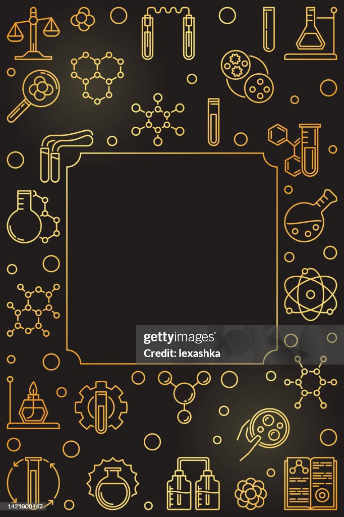 Science Two Frame Chemistry Science Vertical Golden Frame Vector Illustration High-Res ...