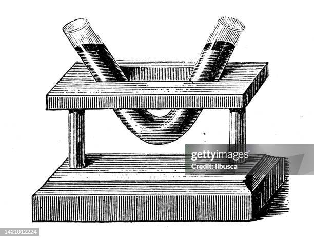 antique illustration, physics principles and experiments, electricity and magnetism: electrolysis - electrolysis stock illustrations