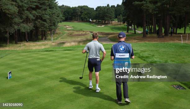 Kipp Popert of England tees off on the 11th hole during the first round of G4D Tour @ BMW PGA Championship at Wentworth Golf Club on September 05,...