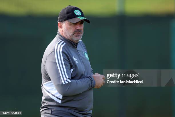 Celtic manager Ange Postecoglou is seen at a training session ahead of their UEFA Champions League group F match against Real Madrid at Celtic Park...