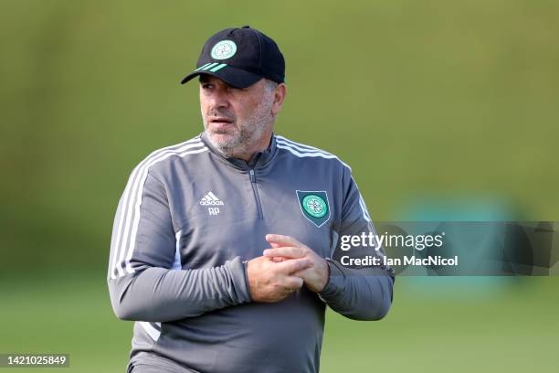 Celtic manager Ange Postecoglou is seen at a training session ahead of their UEFA Champions League group F match against Real Madrid at Celtic Park...