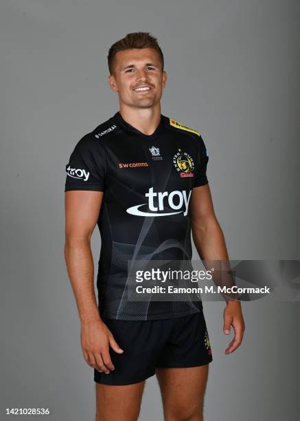 Henry Slade of Exeter Chiefs poses for a portrait during the squad photocall for the 2022-2023 Gallagher Premiership Rugby season at Sandy Park on...