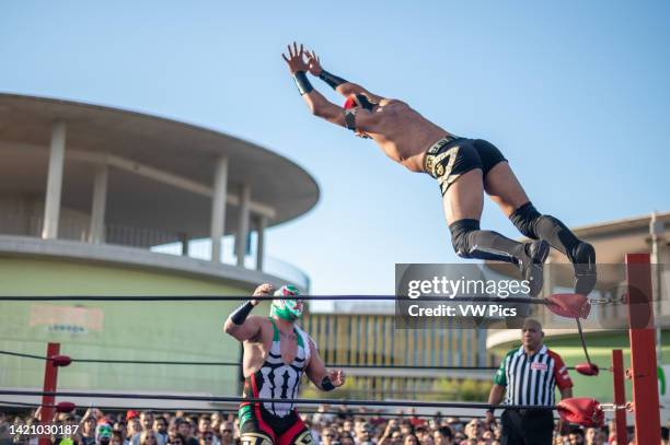 Mexican Wrestling exhibition during Vive Latino 2022 Music Festival in Zaragoza, Spain.