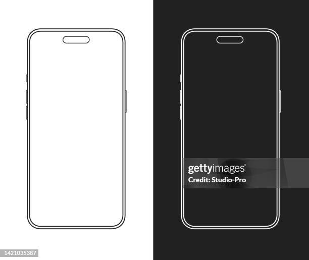 stockillustraties, clipart, cartoons en iconen met phone wireframe template similar to iphone mockup - number 14