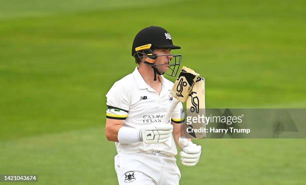 Marcus Harris of Gloucestershire breaks their bat as they play a shot during Day One of the LV= Insurance County Championship match between Somerset...