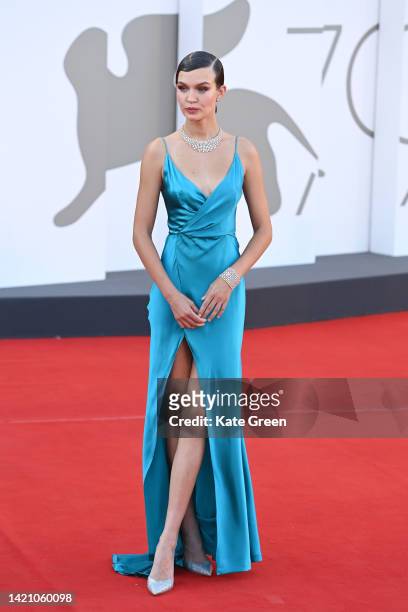 Josephine Skriver attends the "Don't Worry Darling" red carpet at the 79th Venice International Film Festival on September 05, 2022 in Venice, Italy.
