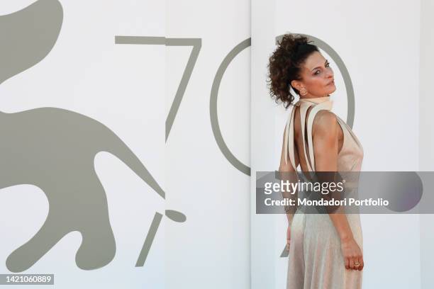 Italian actress Lidia Vitale at the 79 Venice International Film Festival 2022. Red carpet Ti Mangio Il Cuore e Les Enfants Des Autres. Venice ,...