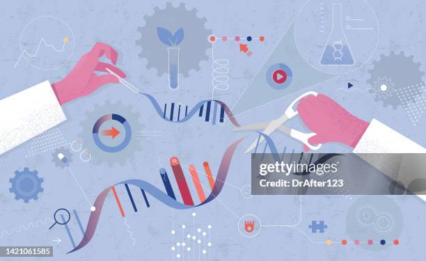 dna-gentechnik in der medizin - gentherapie stock-grafiken, -clipart, -cartoons und -symbole
