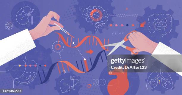 stockillustraties, clipart, cartoons en iconen met dna manipulation genetic engineering - crispr