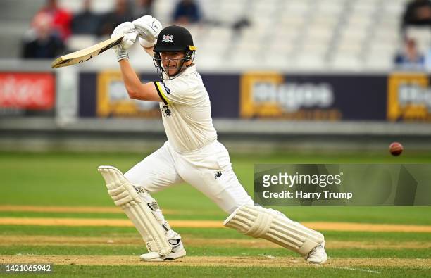 Marcus Harris of Gloucestershire plays a shot during Day One of the LV= Insurance County Championship match between Somerset and Gloucestershire at...