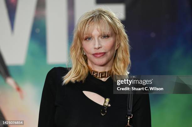 Courtney Love attends the "Moonage Daydream" London Premiere at BFI IMAX Waterloo on September 05, 2022 in London, England.