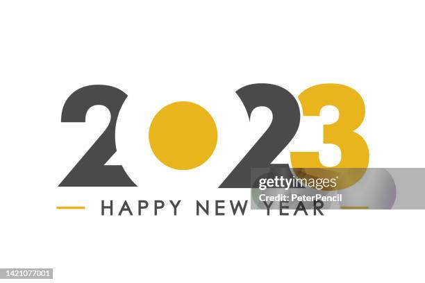 stockillustraties, clipart, cartoons en iconen met 2023 happy new year - banner, design template, logo text sign isolated on white background. holiday greeting card. vector stock illustration - nieuwjaar