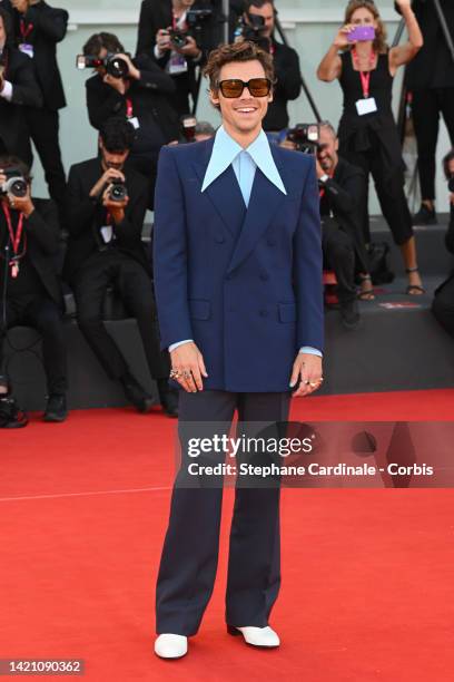 Harry Styles attends the "Don't Worry Darling" red carpet at the 79th Venice International Film Festival on September 05, 2022 in Venice, Italy.