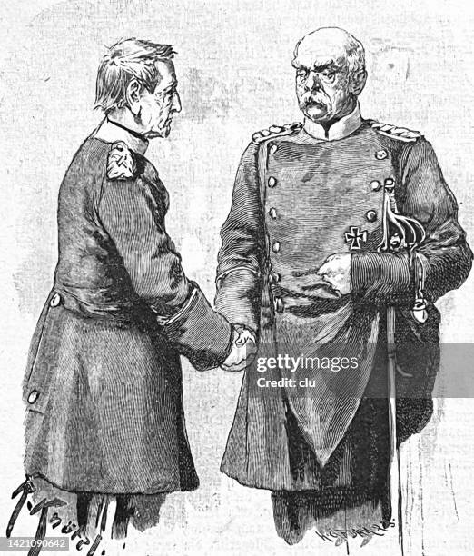otto von bismarck und graf moltke - otto von bismarck stock-grafiken, -clipart, -cartoons und -symbole