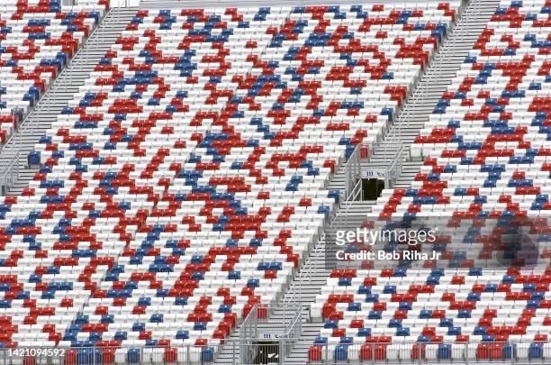 Empty, multi-colored stadium seats at the Las Vegas Motor Speedway, October 16, 2004 in Las Vegas, Nevada.