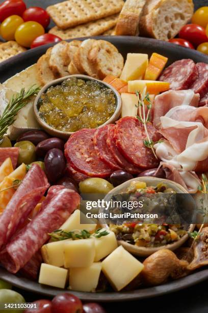 charcuterie platter - crackers stock pictures, royalty-free photos & images