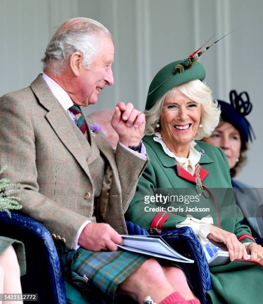 Prince Charles, Prince of Wales, known as the Duke of Rothesay when in Scotland and Camilla, Duchess of Cornwall attend the Braemar Highland...