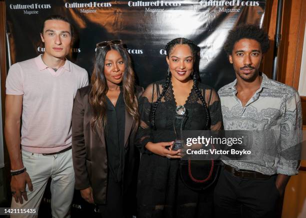 Andrea Melis, Loretta Grace, Daphne Di Cinto and Alberto Boubakar Malanchino attend the Cultured Focus magazine awards 2022 and Diversity in Film...