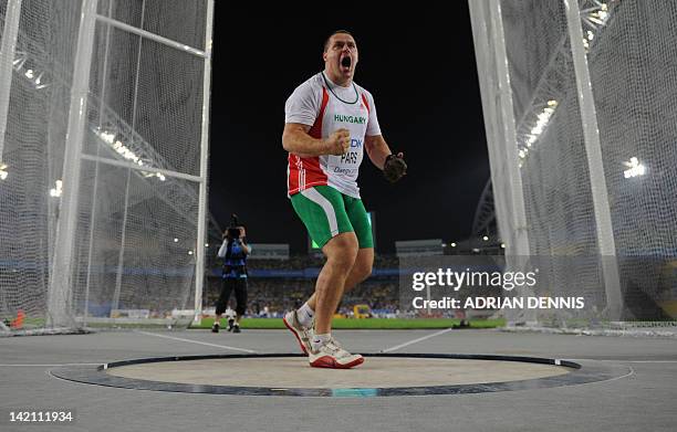 Hungary's Krisztian Pars competes in the men's hammer throw final at the International Association of Athletics Federations World Championships in...