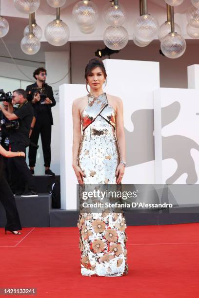 Gemma Chan attends the "Don't Worry Darling" red carpet at the 79th Venice International Film Festival on September 05, 2022 in Venice, Italy.
