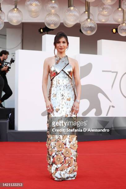 Gemma Chan attends the "Don't Worry Darling" red carpet at the 79th Venice International Film Festival on September 05, 2022 in Venice, Italy.