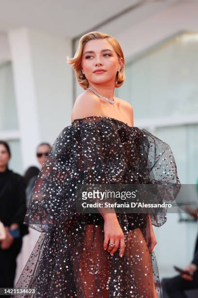 Florence Pugh attends the "Don't Worry Darling" red carpet at the 79th Venice International Film Festival on September 05, 2022 in Venice, Italy.