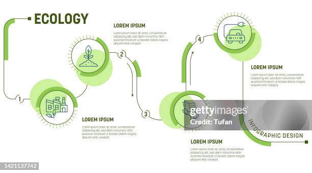 ecology and sustainabilty infographic template. eco friendly and environment background - ecosystem icons stock illustrations