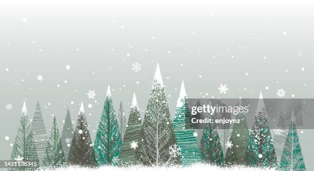 weihnachten winter wald schnee hintergrund - weihnachtsmarkt stock-grafiken, -clipart, -cartoons und -symbole