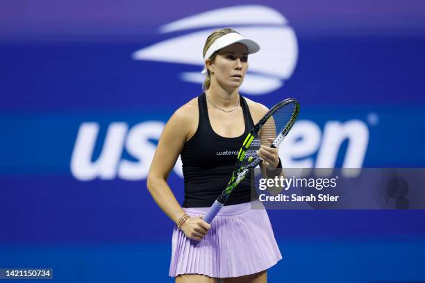 Danielle Collins of the United States looks on against Aryna Sabalenka during their Women’s Singles Fourth Round match on Day Eight of the 2022 US...