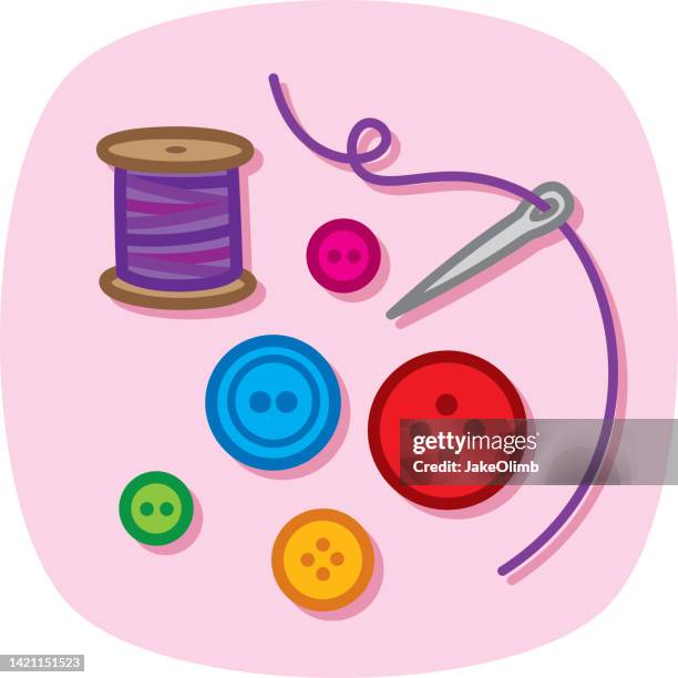 nähen von kritzeleien - button sewing item stock-grafiken, -clipart, -cartoons und -symbole