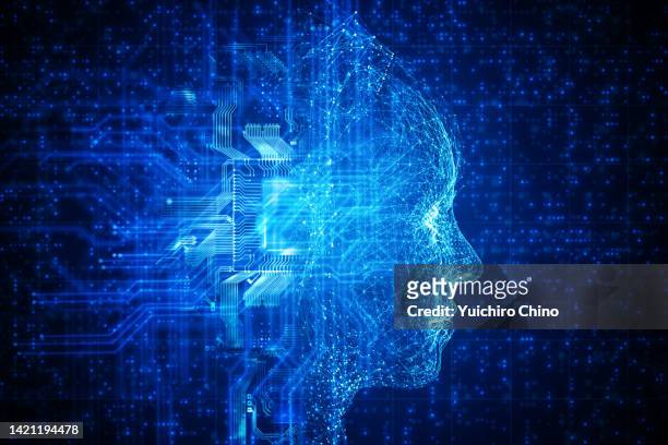 ai robot and semiconductor circuit board - information equipment stock pictures, royalty-free photos & images