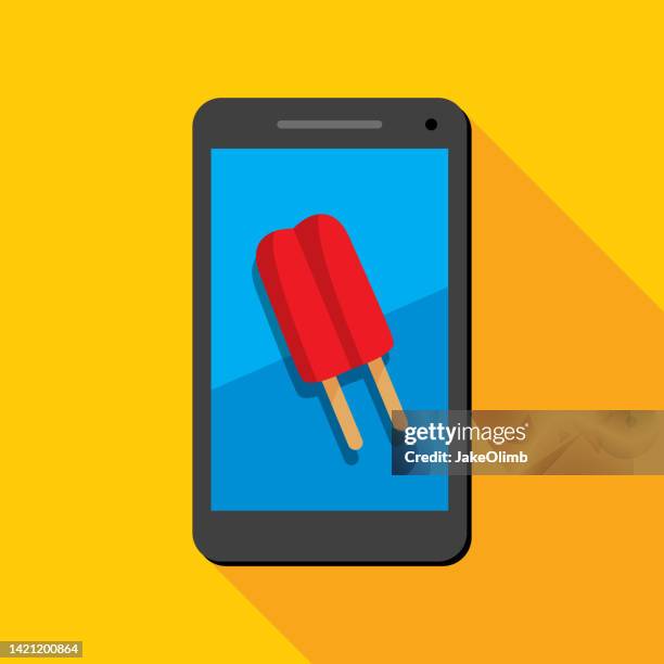 popsicle smartphone icon flat - yellow popsicle stock illustrations