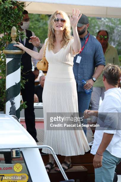 Laura Dern leaves the Hotel Excelsior during the 79th Venice International Film Festival on September 06, 2022 in Venice, Italy.