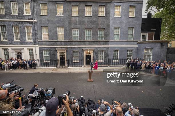 British Prime Minister Boris Johnson arrives with his wife Carrie Johnson as he prepares to deliver a farewell address before his official...