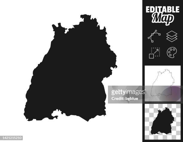 baden-wurttemberg maps for design. easily editable - baden württemberg stock illustrations