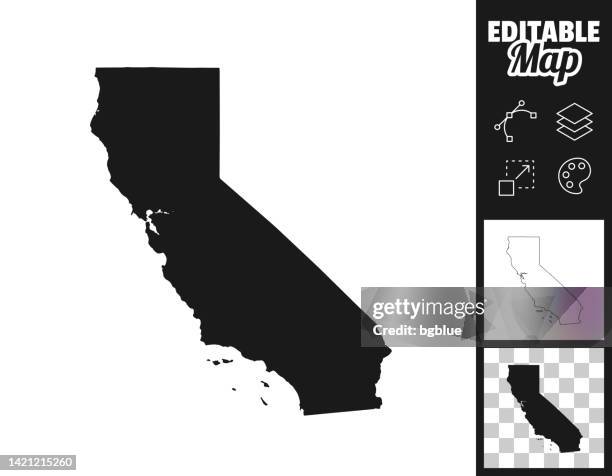 ilustraciones, imágenes clip art, dibujos animados e iconos de stock de mapas de california para el diseño. fácilmente editable - california