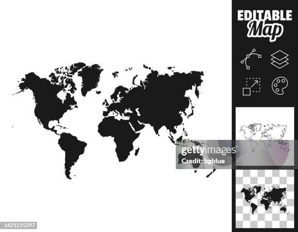 illustrations, cliparts, dessins animés et icônes de cartes du monde pour la conception. facilement modifiable - map world