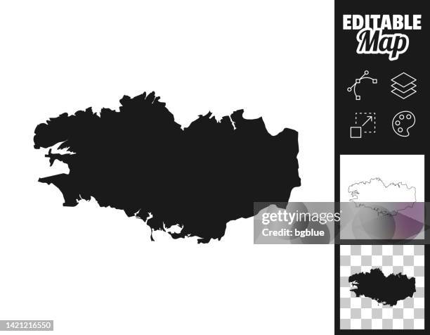 brittany maps for design. easily editable - thin line border stock illustrations