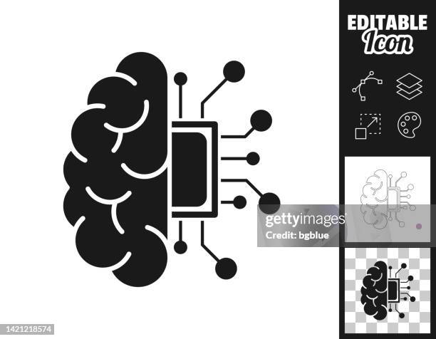 stockillustraties, clipart, cartoons en iconen met half brain with circuit board. icon for design. easily editable - bci