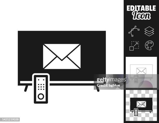 tv with email message. icon for design. easily editable - kleurenverloop stock illustrations