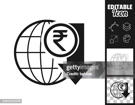Indian rupee rate decrease. Icon for design. Easily editable Indian rupee rate decrease. Icon for design. Easily editable