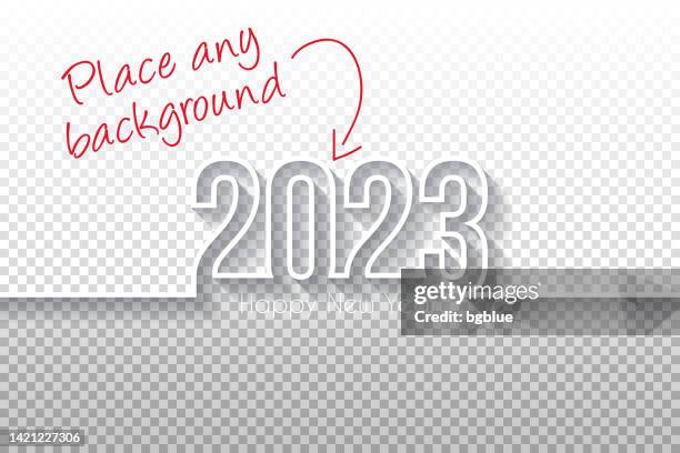 illustrazioni stock, clip art, cartoni animati e icone di tendenza di felice anno nuovo 2023 design - sfondo vuoto - happy new year design