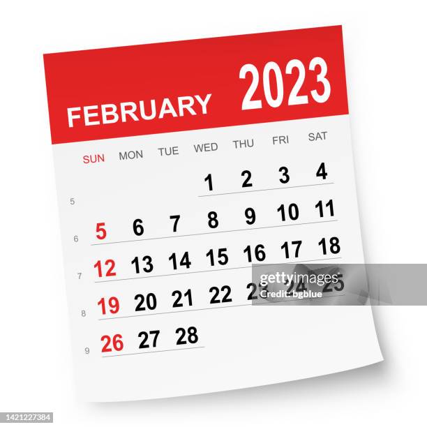 february 2023 calendar - february 1 stock illustrations