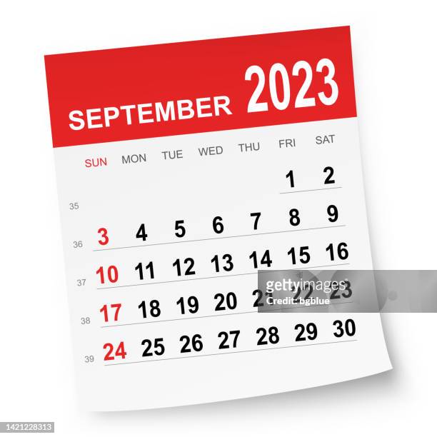september 2023 calendar - page icon stock illustrations
